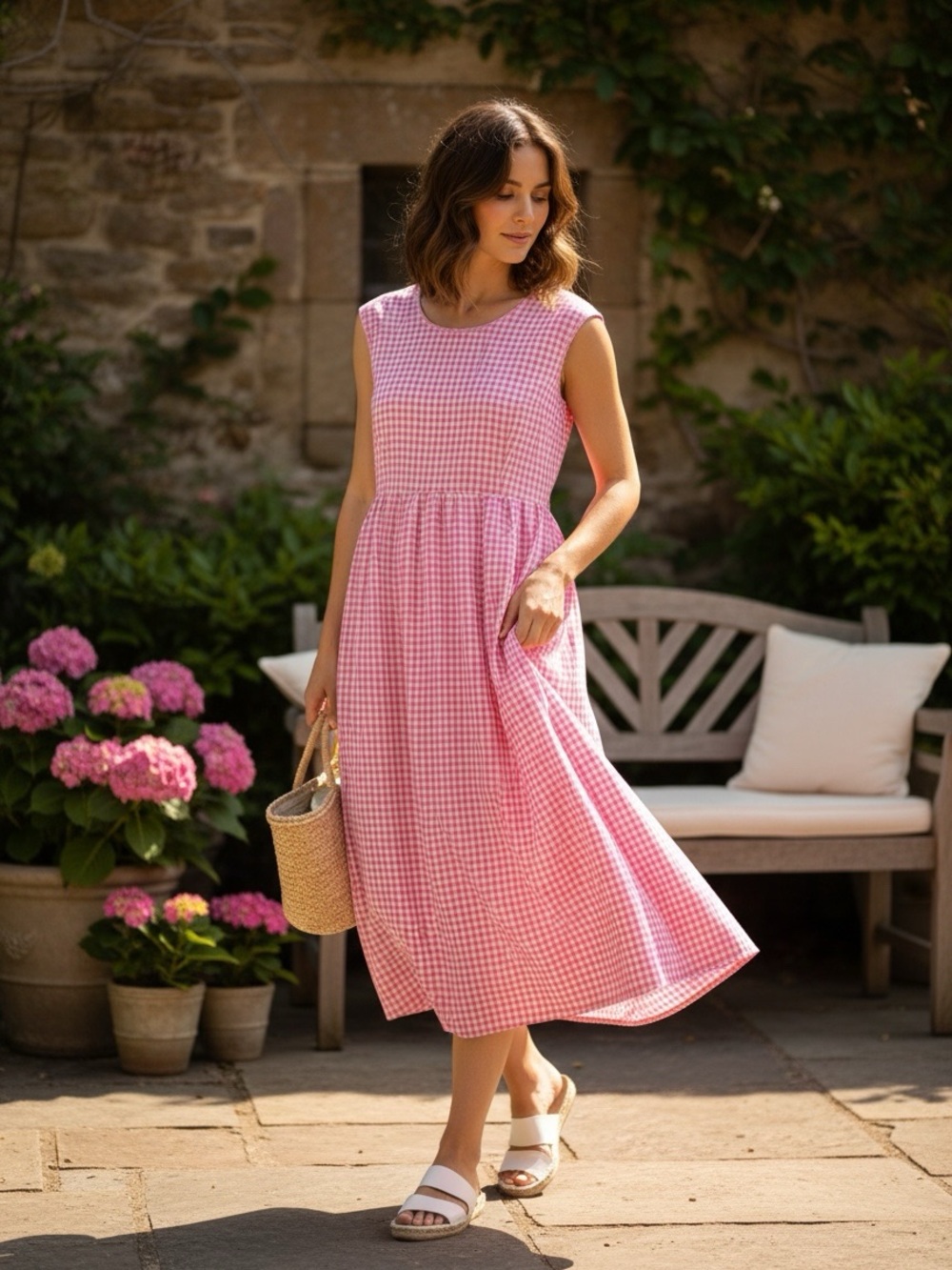 Vintage Erika II Pink Gingham Dress Cottagecore Prairie Coquette Maxi Plus XL 1X